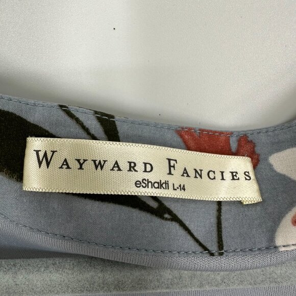 3/$25 Wayward Fancies Eshakti Floral Wrap Blouse Top L Flare Bell 3/4 Sleeves - Picture 3 of 8